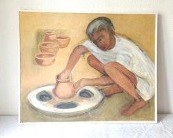 Portrait de potier – huile sur toile – 65 × 81 cm