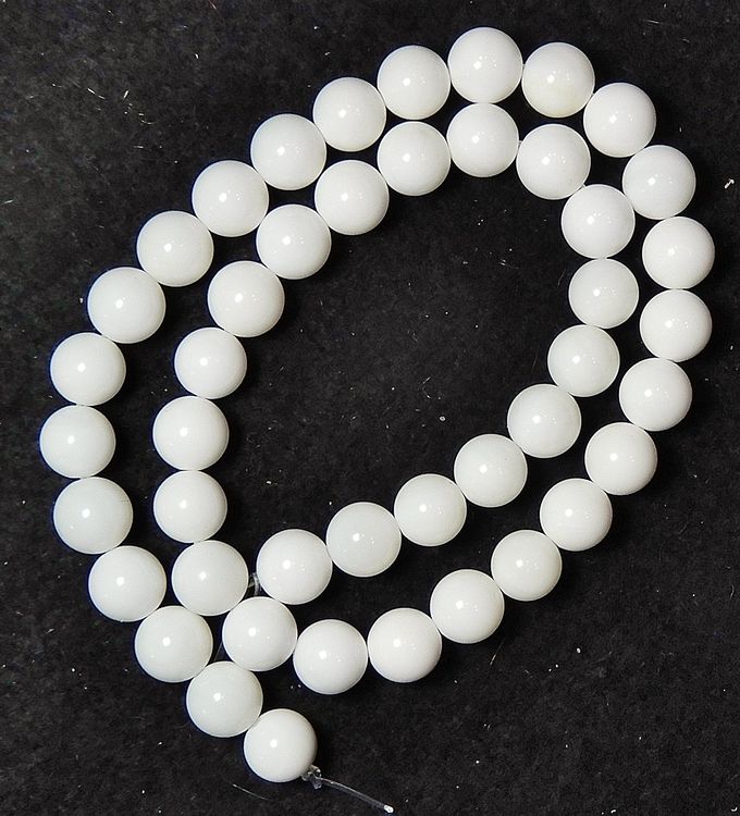 1 Strang echte weisse Korallen Perlen 10 mm (Neu (gemäss Beschreibung ...