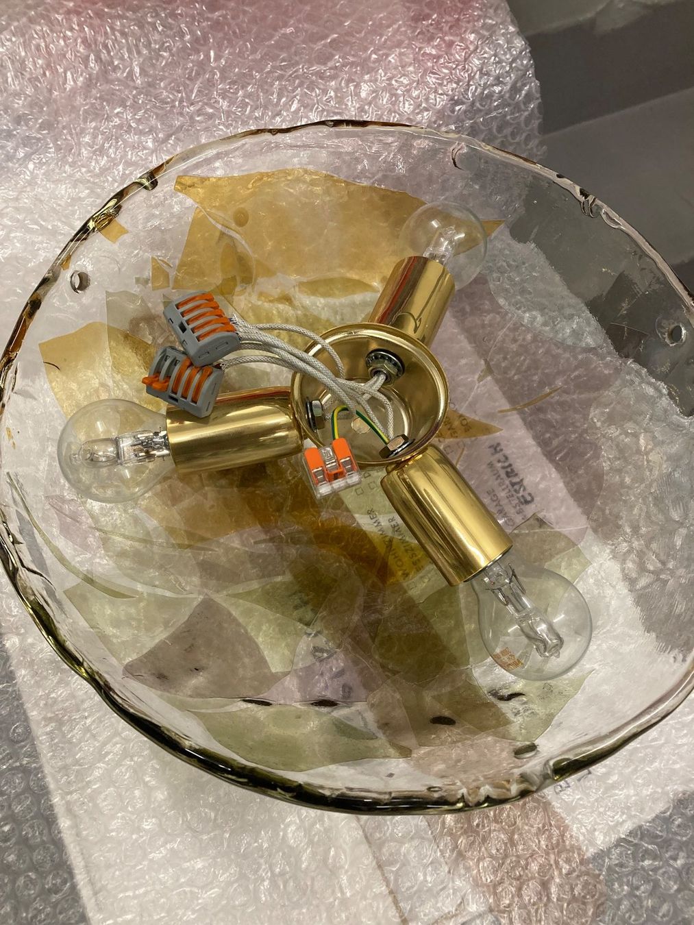 Kronleuchter & Deckenlampen: Wunderbare Deckenlampe Murano Glas Messing Vintage Top – Gebraucht aus Zürich von kostbares
