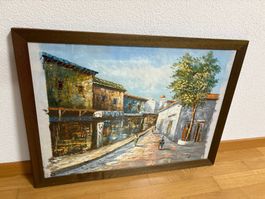 76cmbreitx55.5cmhoch Ölgemälde auf Leinwand - Strassenszene