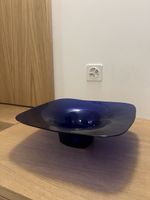 Schwere Design-Glasschale aus blauem Glas, Murano-Stil