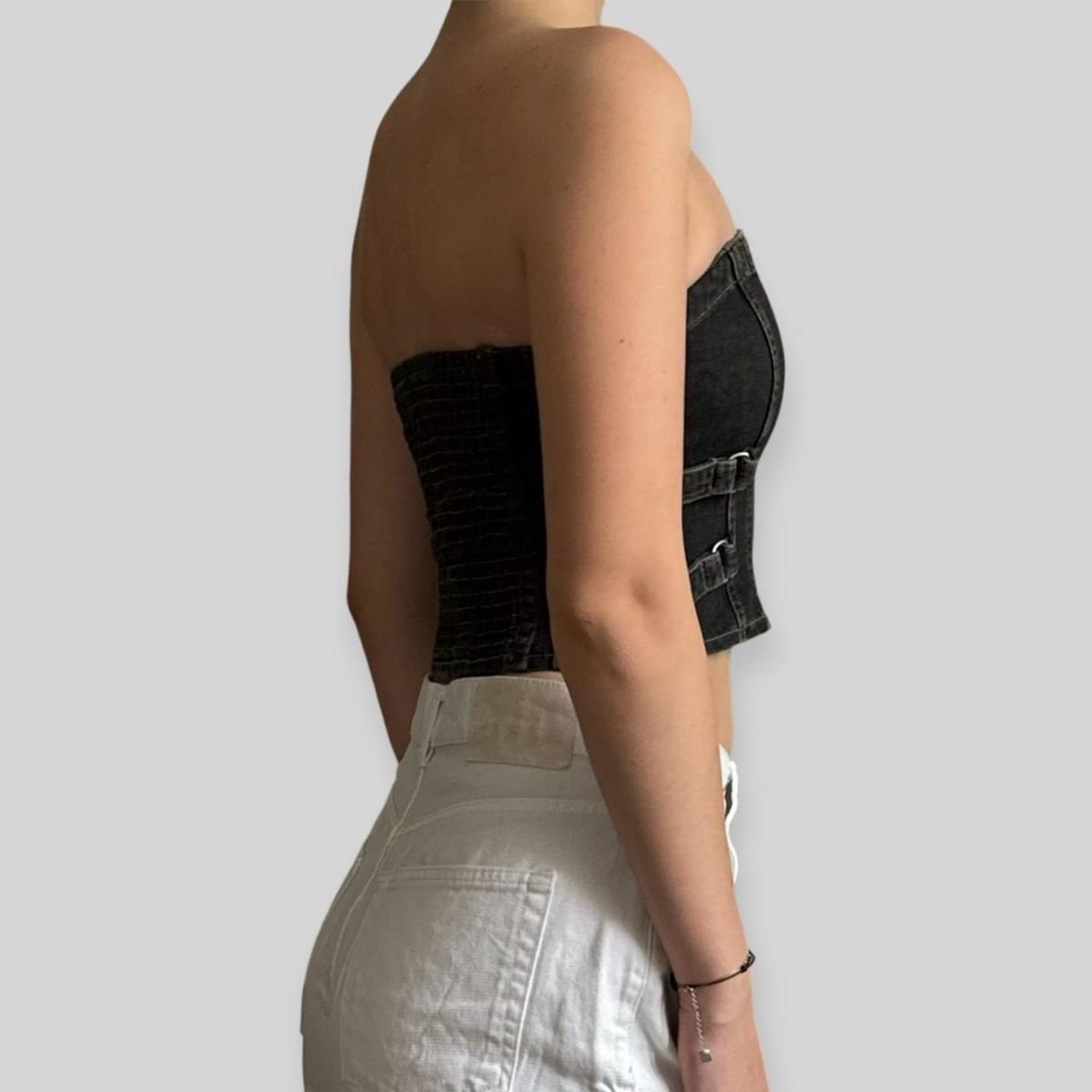 C&A Top: Top bustier noir en denim – Usato da Villeret venduto da bys_k95b 2