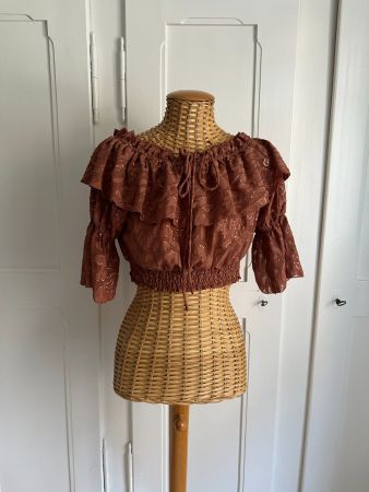 Cropped Chiffon Oberteil prune - 36