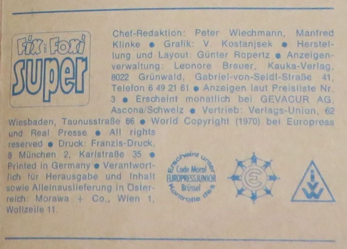 Fumetti: Fix und Foxi super Nr. 34, Comic um 1970 – Usato da Oberriet SG venduto da Manick 1