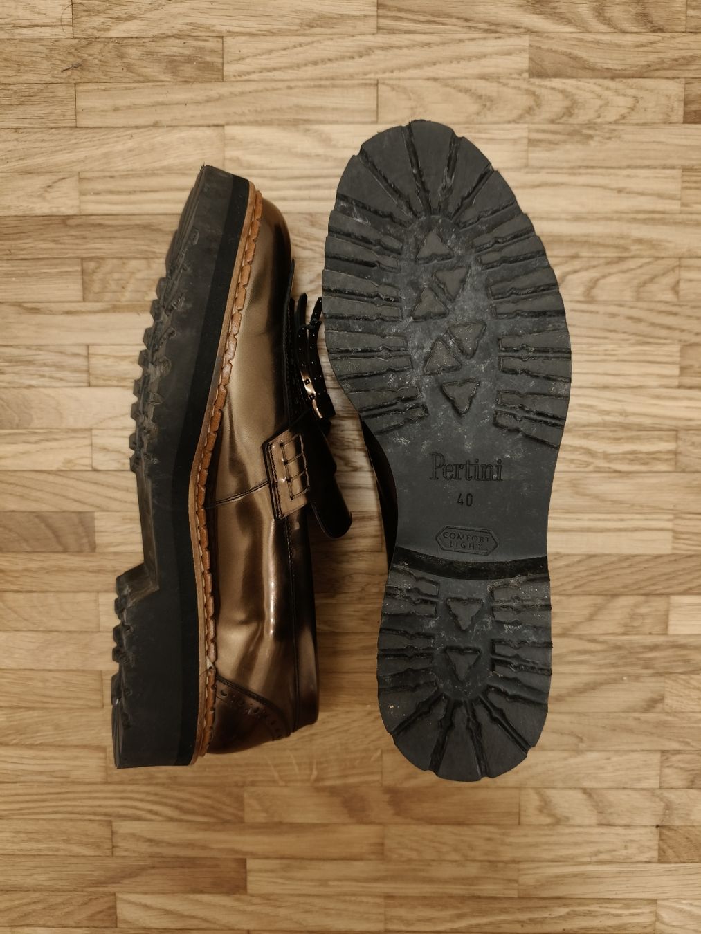 Damenschuhe: Damen-Loafers Pertini Leder bronzefarben – Gebraucht aus Zürich von Niko80046 3