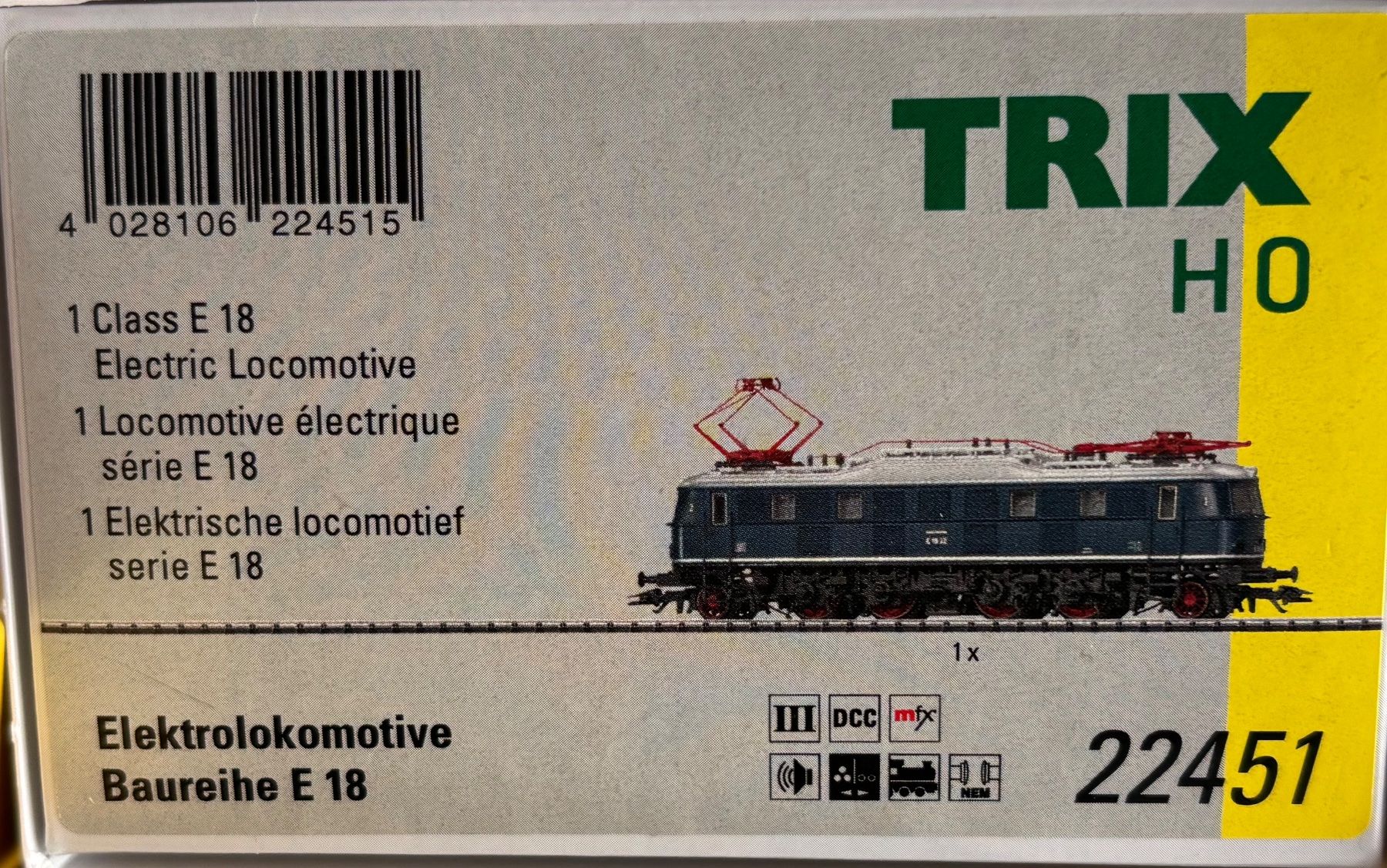 Trix Modellini di ferrovie: Trix 22451 Elok E18 der DB mit Sound – Nuovo e nell'imballaggio originale da Schinznach-Dorf venduto da Rur25