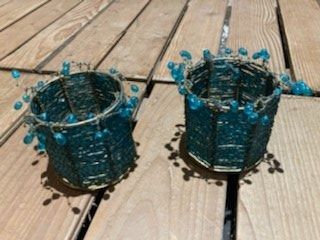 Portacandele: windlicht glasperlen türkis im doppelpack – Usato da Schwarzenberg LU venduto da kindler007 1