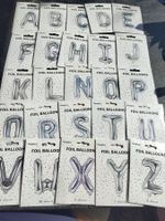 25 Folien Ballons silber Abc Alphabet Neu