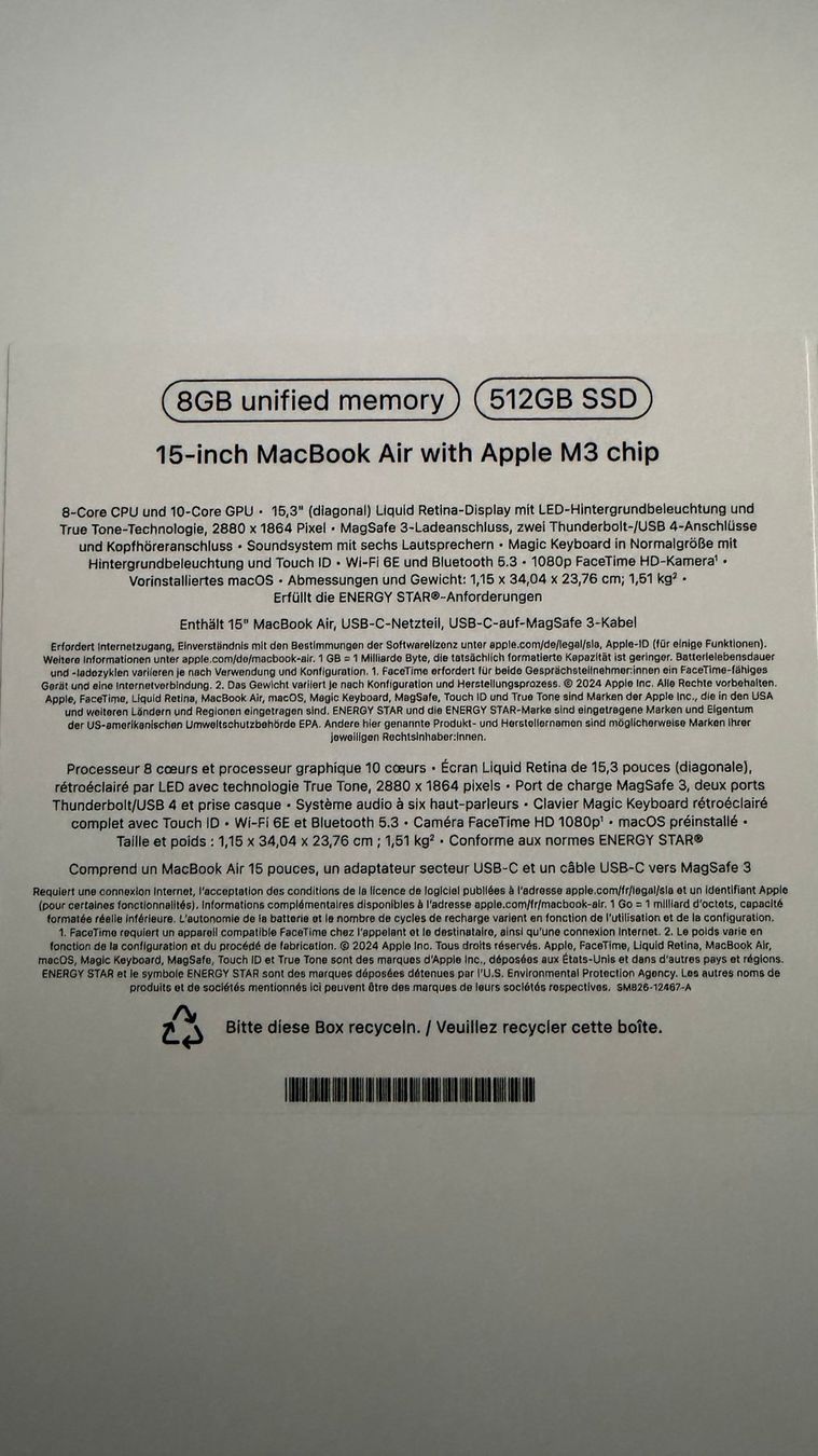 Apple Notebooks: MacBook Air 15.3"  M3 512GB – Gebraucht aus Thun von SwissHighlights 6