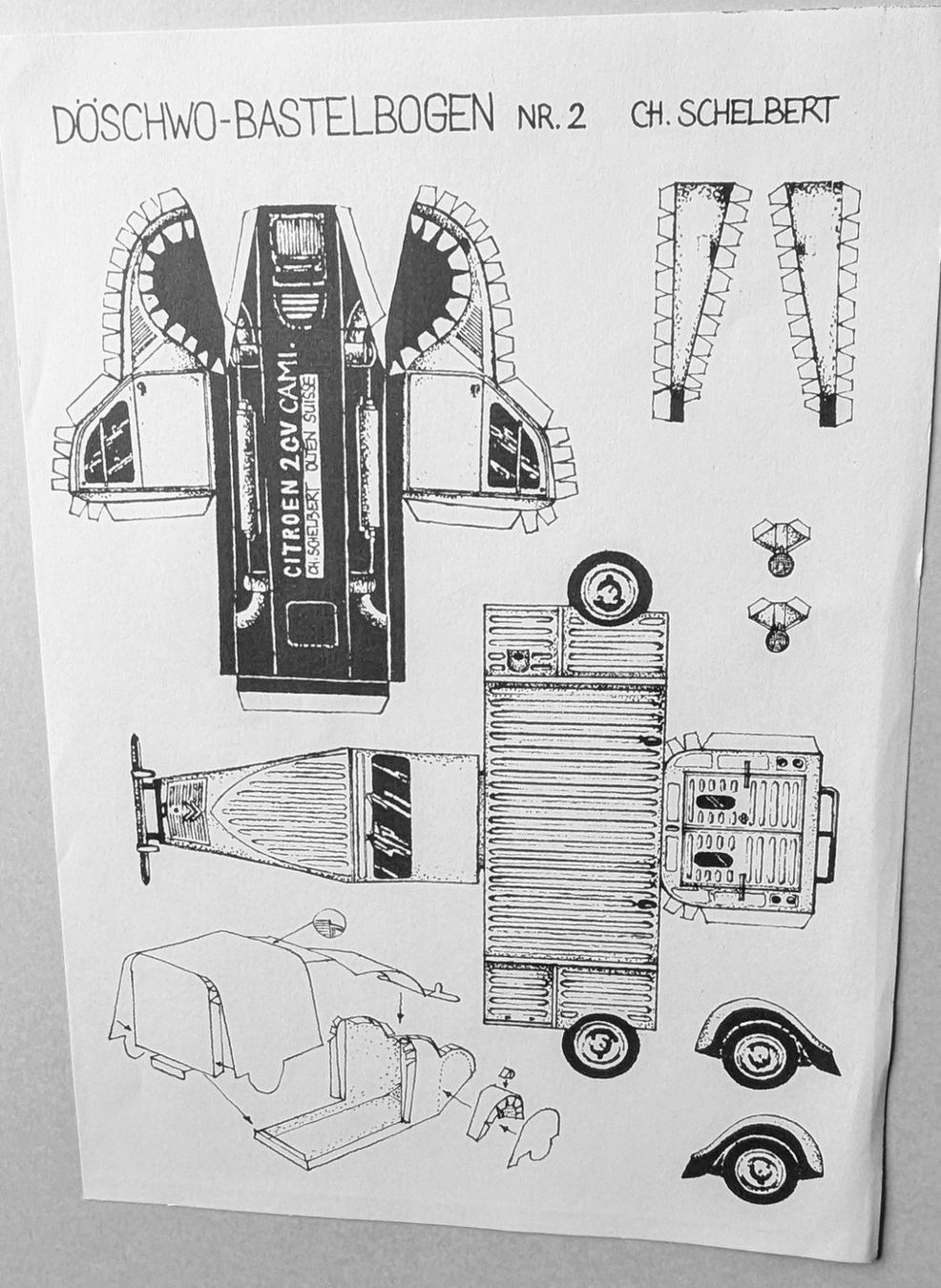 Modellini d'auto: Citroën 2CV Camionnette Döschwo-Bastelbogen Nr.2 – Nuovo (secondo la descrizione) da Olten venduto da J.Cooper58