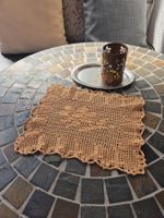 HÄKELDECKE DECKE TISCHDECKE HANDMADE UNIKAT BEIGE TISCH TOP