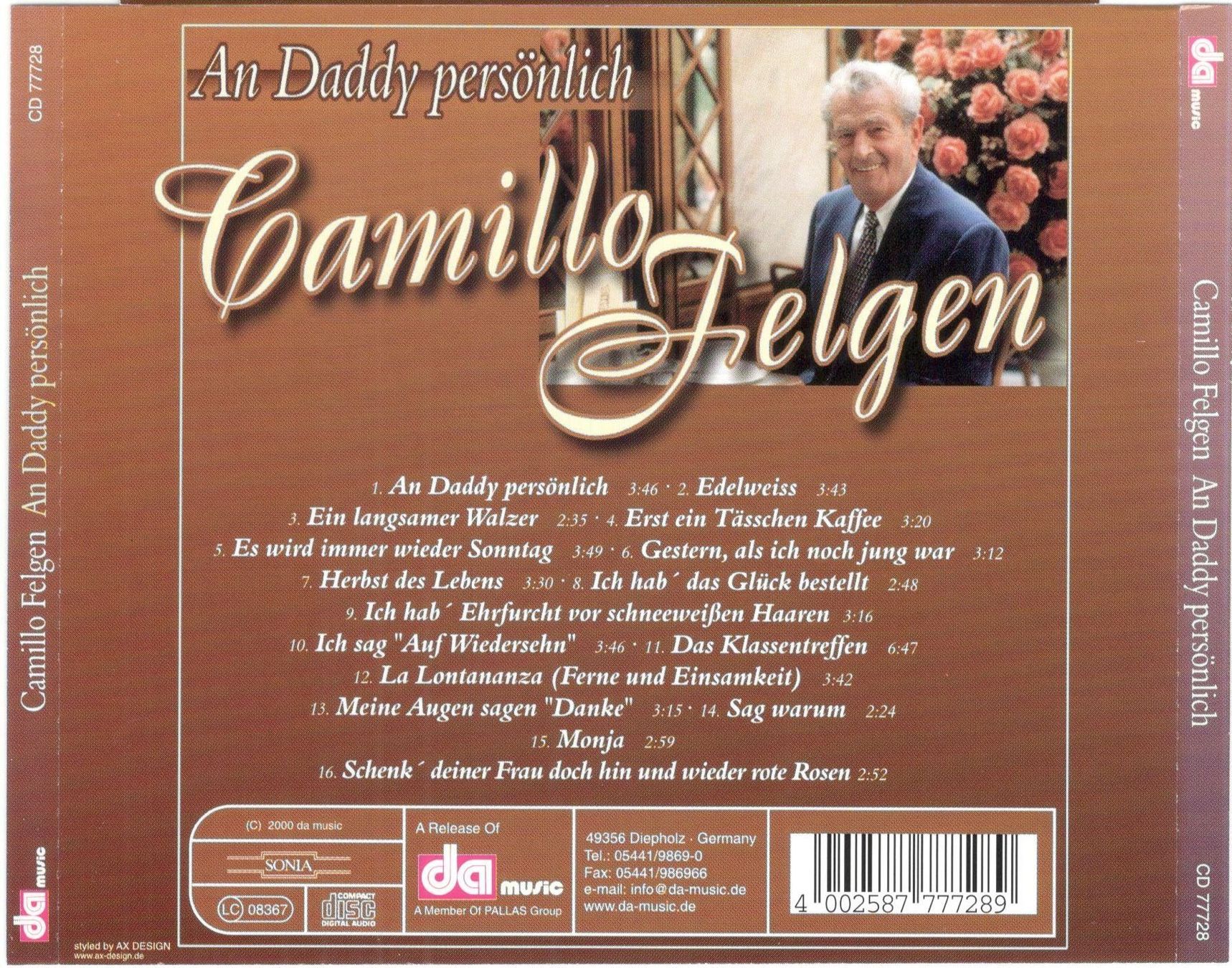 CD: Camillo Felgen CD An Daddy persönlich – Usato da St. Margarethen TG venduto da ursk10 1