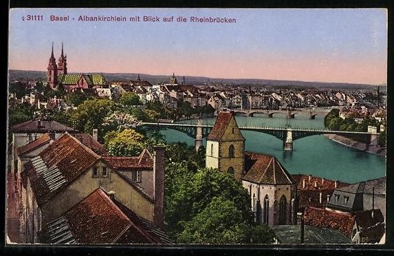 Cartoline postali: Basel, Albankirchlein mit Blick auf die  – Usato da Berlin venduto da bartko-reher