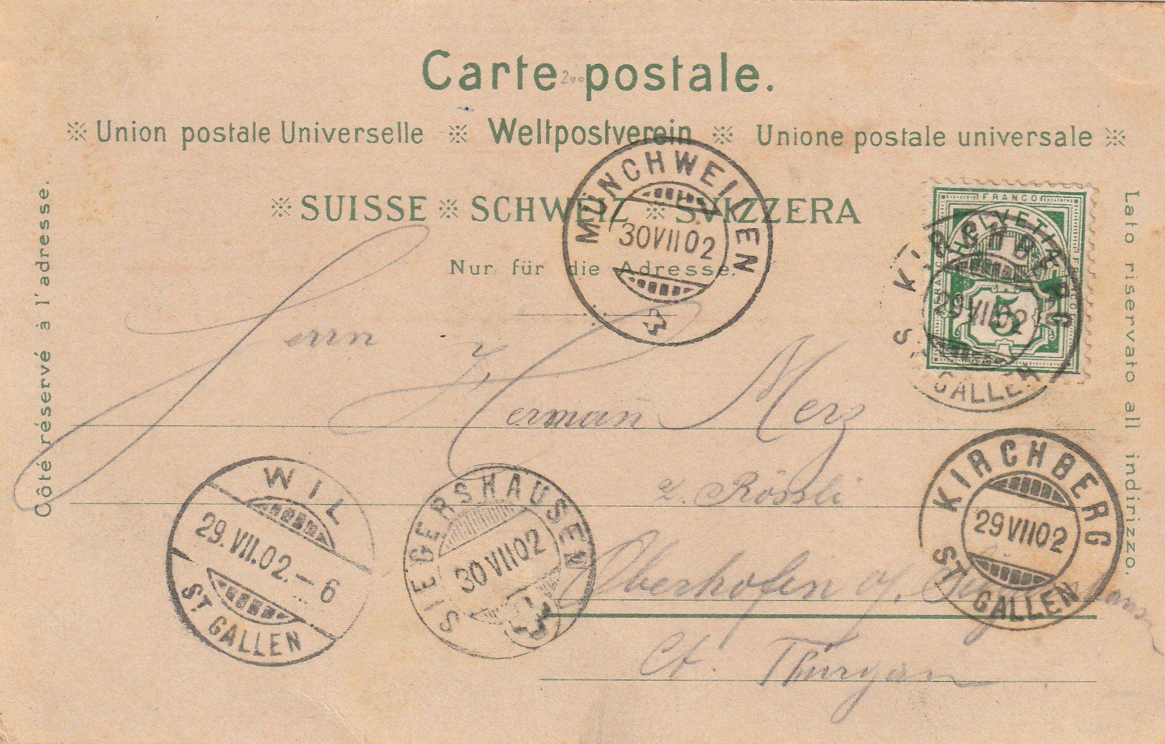 Cartoline postali: Kirchberg Litho – Usato da Rorschacherberg venduto da fratovi2 1