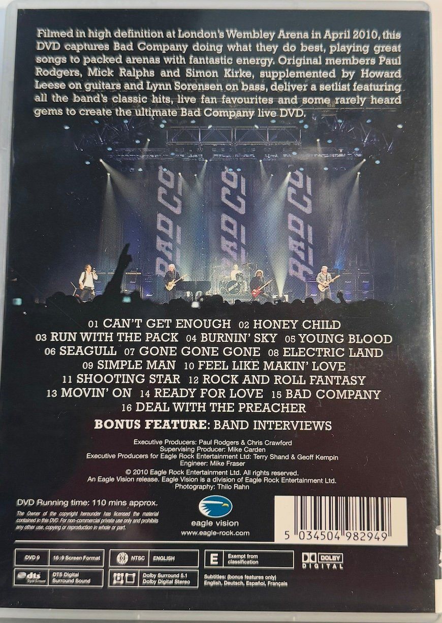 Tutti i DVDs: DVD BAD CO LIVE AT WEMBLEY – Usato da Wisen venduto da gigisna 2