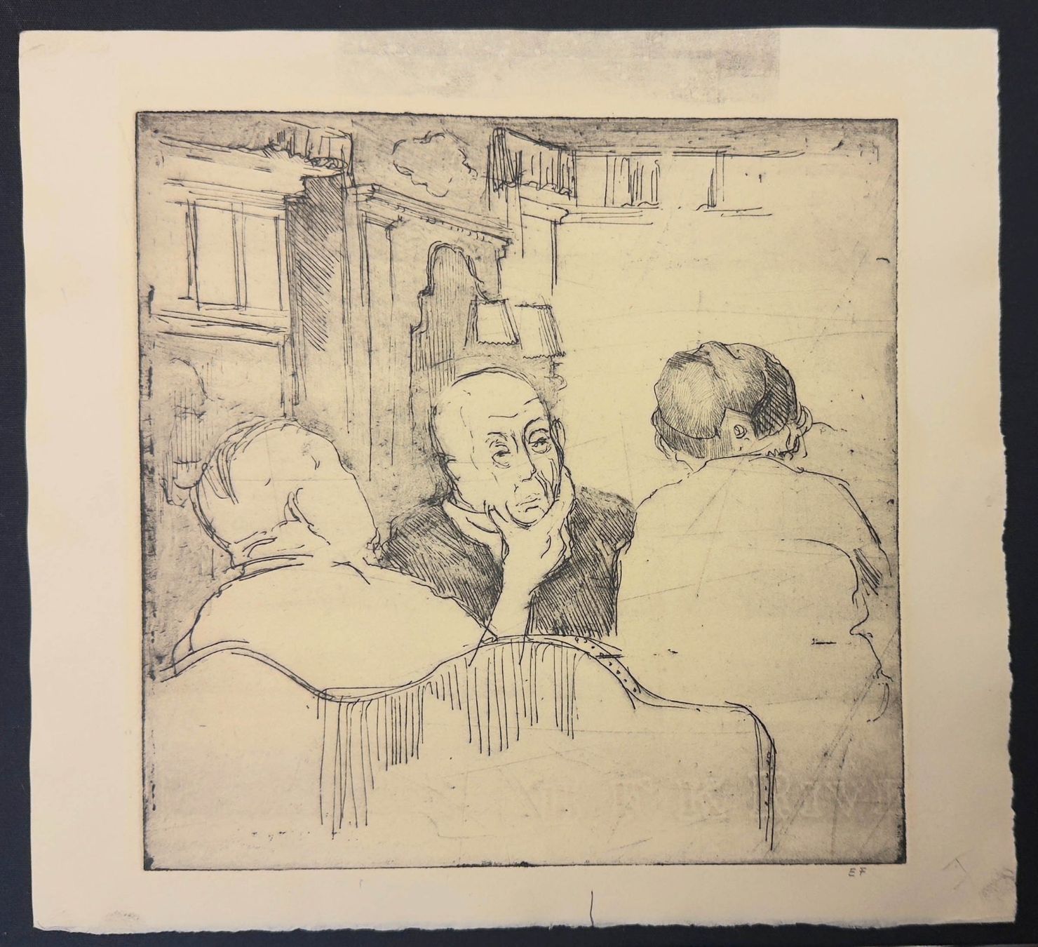 Tableaux: In der guten Stube, Radierung mit EF monogrammiert – D'occasion à Baar par Roze1