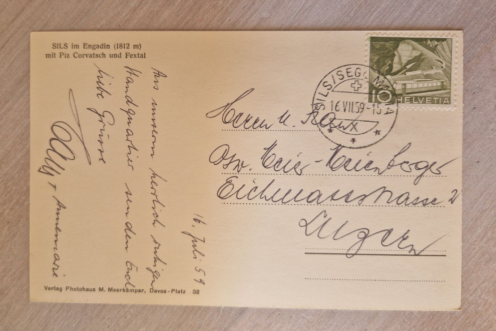 Ansichtskarten: AK von Sils n. Luzern 1959 – Gebraucht aus Ebikon von Donar50 1