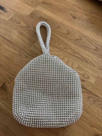 Handtasche Damen Silber Schmucksteine neuwertig