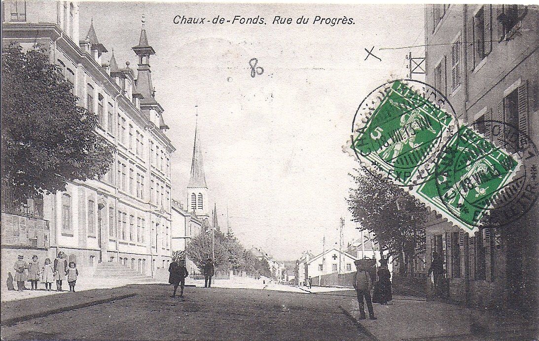 Ansichtskarten: CHAUX - de - FONDS, rue du progrès – Gebraucht aus Les Verrières von Scampi0