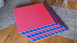 6 tatamis réversible rouge et bleu 1m × 1m