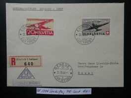 CH 1944 Sonderflug Zürich-Genf mit Nr. F40+F38