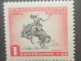Uruguay, Centesimo, La Doma, Cowboy, horse men 1948, correo