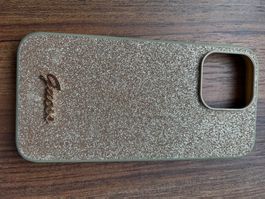 Guess Gold Glitzer Handyhülle iPhone 15 Pro