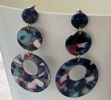 Fun Earrings, resin, multicolored, round, like-new condition