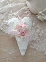Geschenk Herz Shabby Chic Vintage Spitze Stoffherz Liebe