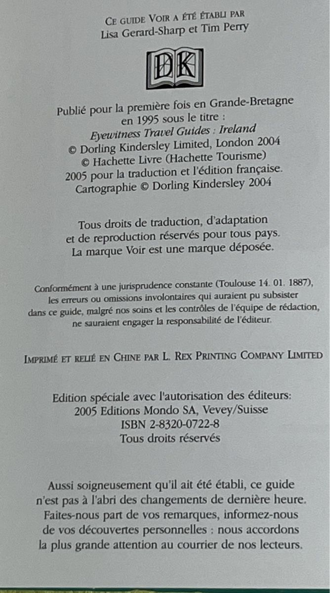 Libri: Guide de voyage Irlande- Édition Spéciale 2005 – Usato da La Tour-de-Peilz venduto da Pansy02 5