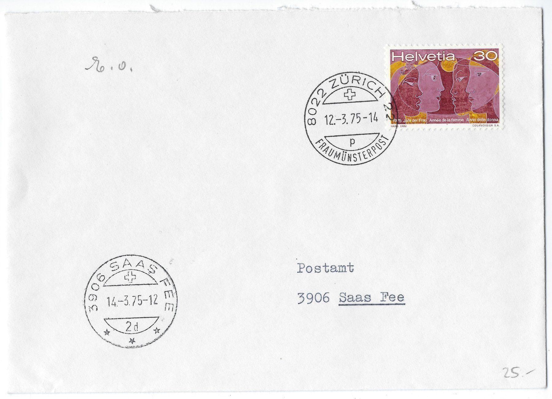 Tutti i francobolli: Notflug NF 75.1 Sion-Saas Fee 12.3.75 – Usato da Morgarten venduto da mech58