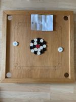 Carrom Brettspiel mit Steinen und Regeln, guter Zustand