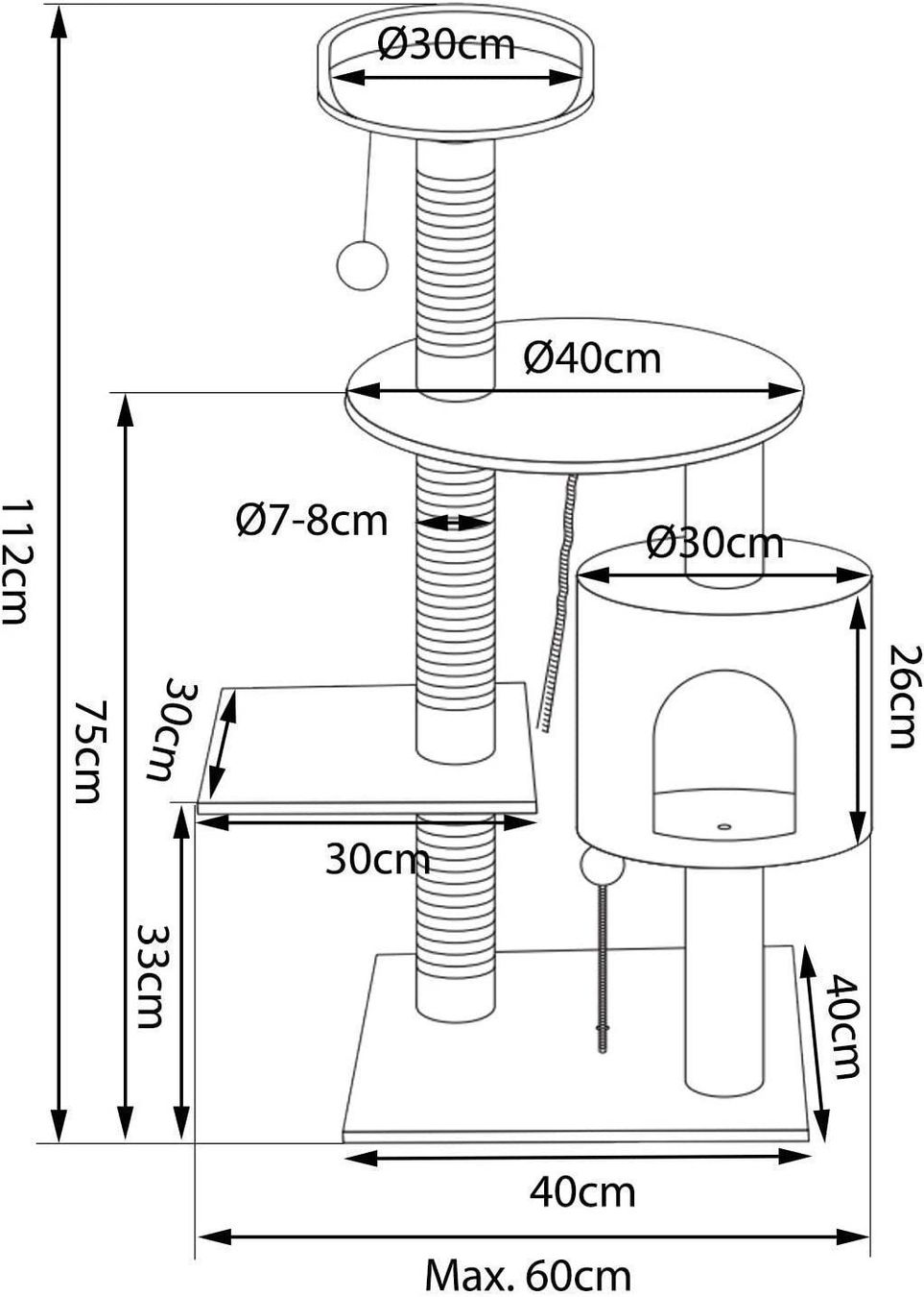 Katzenbaum - Kratzbaum: Kratzbaum Katzenbaum Stabiler Kletterbaum Spielhaus Turm 112 – Neu und originalverpackt aus Herisau von Serenco 6