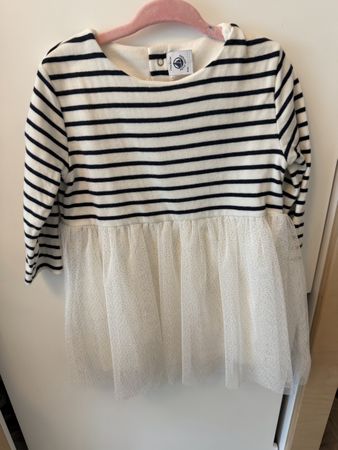 Petit Bateau Kleid gestreift Tüll Grösse 86/ 24M, Neuwertig!