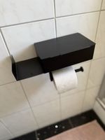 Toilettenpapierhalter schwarz mit Ablage guter Zustand