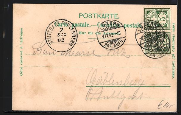 Cartoline postali: Litho Luzern, Stadtausblick und Bergbahn – Usato da Berlin venduto da bartko-reher 1