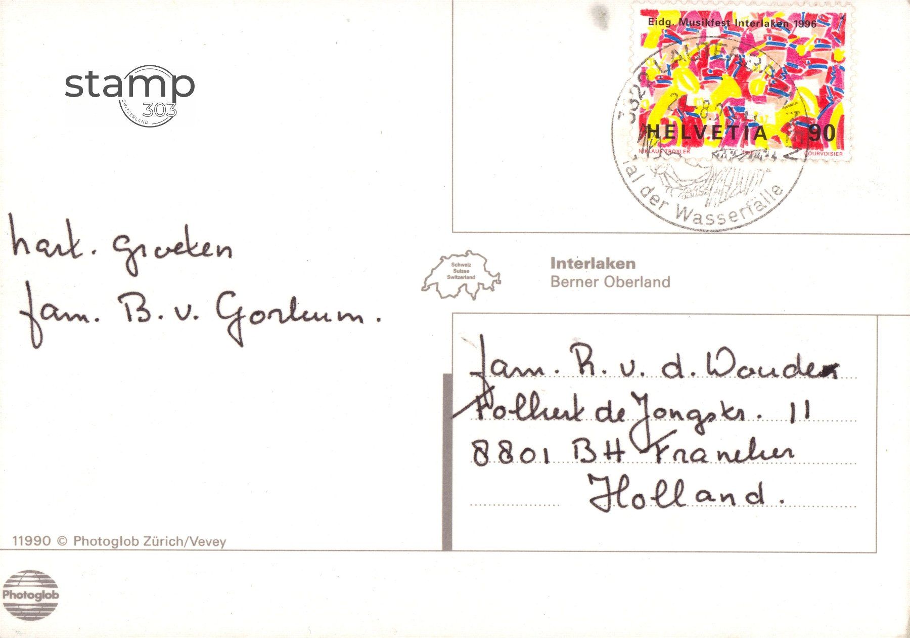 Cartoline postali: 1995 AK Interlaken_Berner Oberland – Usato da Eggersriet venduto da stamp303 1