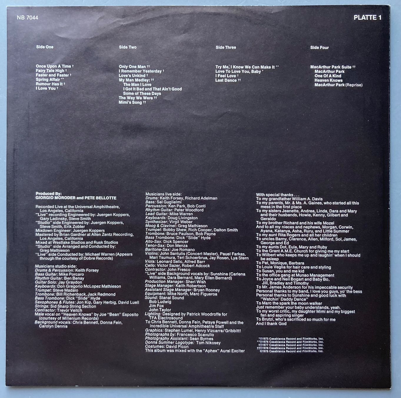 Dischi in vinile: DONNA SUMMER - LIVE AND MORE – Usato da Poliez-Pittet venduto da Newtown-Records 2