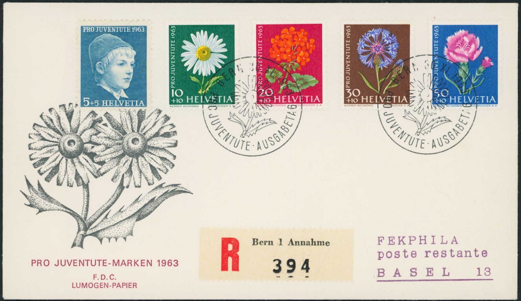 Alle Briefmarken: 1963 - Pro Juventute - Ersttagsbrief FDC ET – Gebraucht aus Schindellegi von leecollect