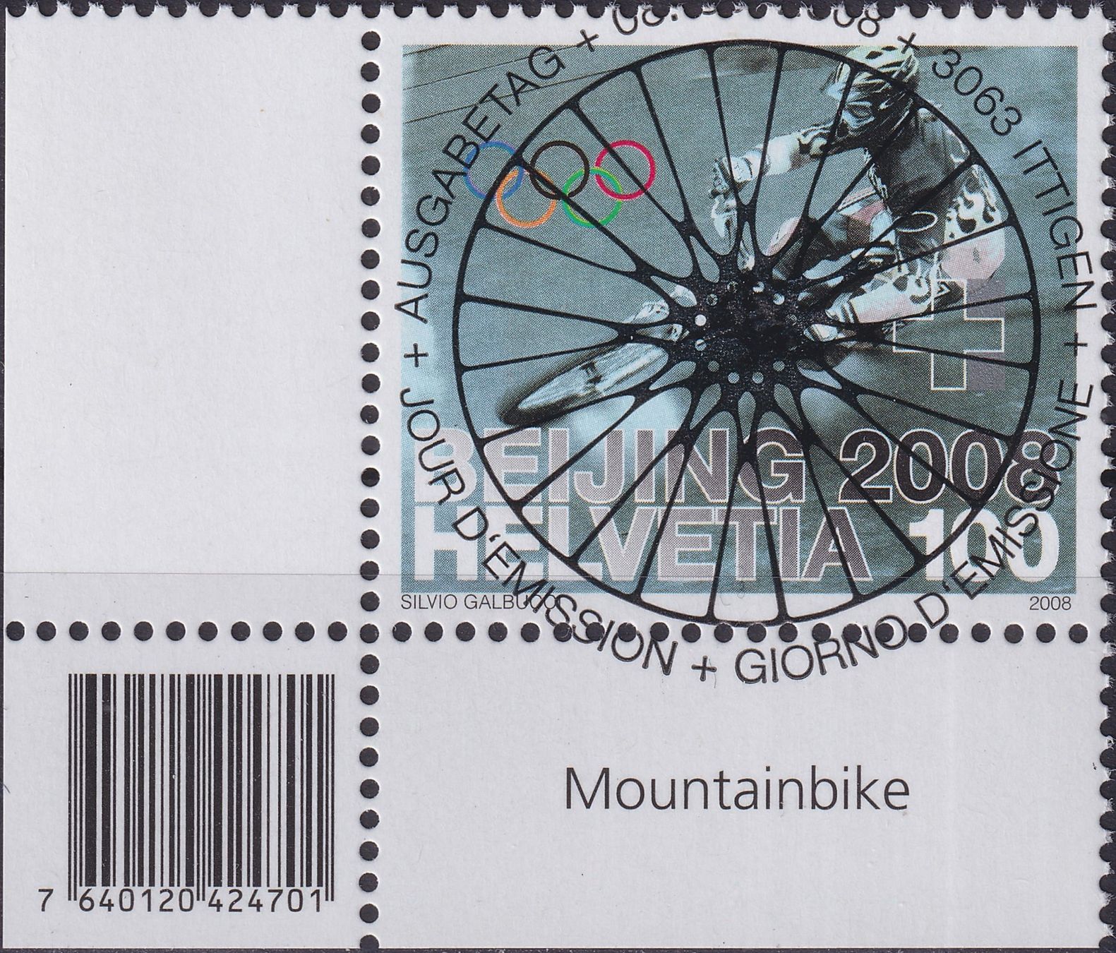 Alle Briefmarken: 2008, Nr.1277 "Olympia" mit ET-Voll-Stempel +ECKTABS – Gebraucht aus Sursee von Luzernerraute