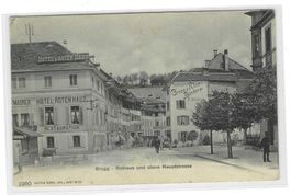15.12.1906 Brugg,Nahbild Hotel z.RotenHaus/Bäckerei R.Widmer