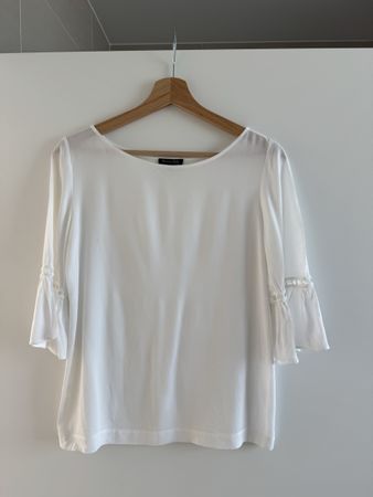 Massimo Dutti White Blouse, Size S, Elegant Details