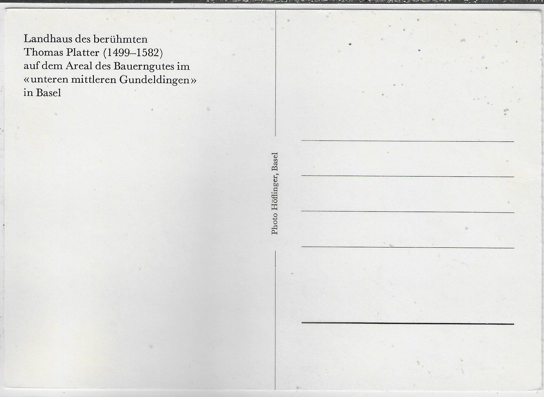 Cartoline postali: Landhaus Thomas Plattner Gundeldingen Basel – Usato da Ettingen venduto da Kartenplanet 1