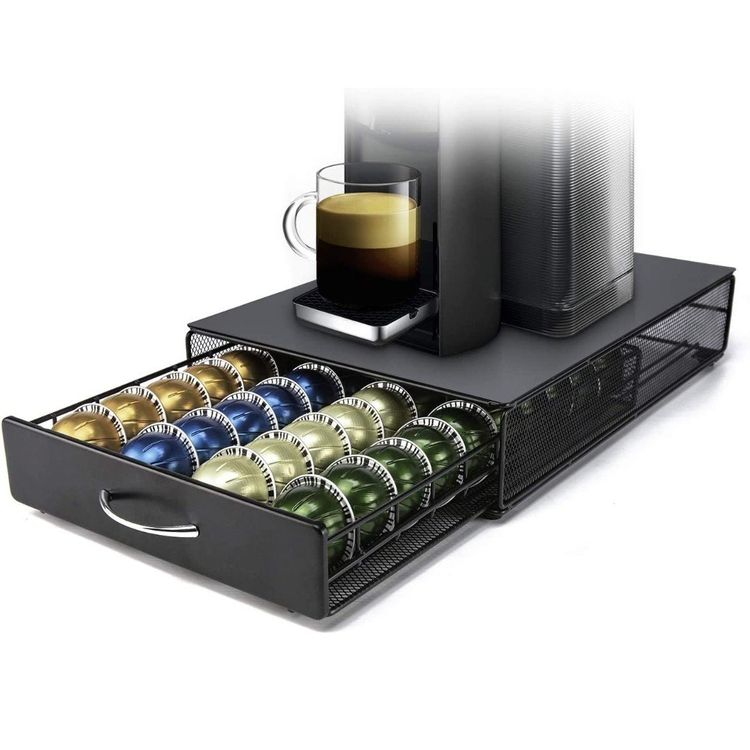 SEVENLINE Kaffeekapsel-Halter Aus Metall - 40 Kapseln Schublade Für Nespresso, VertuoLine, Dolce Gusto