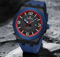 Quarzuhr mit blauem Silikonarmband Religio