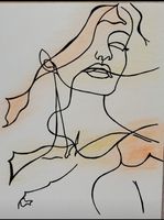 "woman" on line art - zartrosa/-gelb