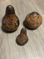 Tre zucche decorative intagliate a mano