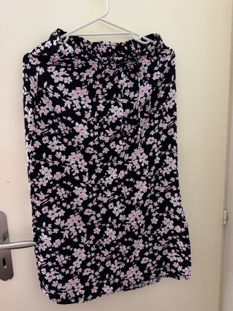 Jupe longue imprimé fleurs rose taille S 36/38