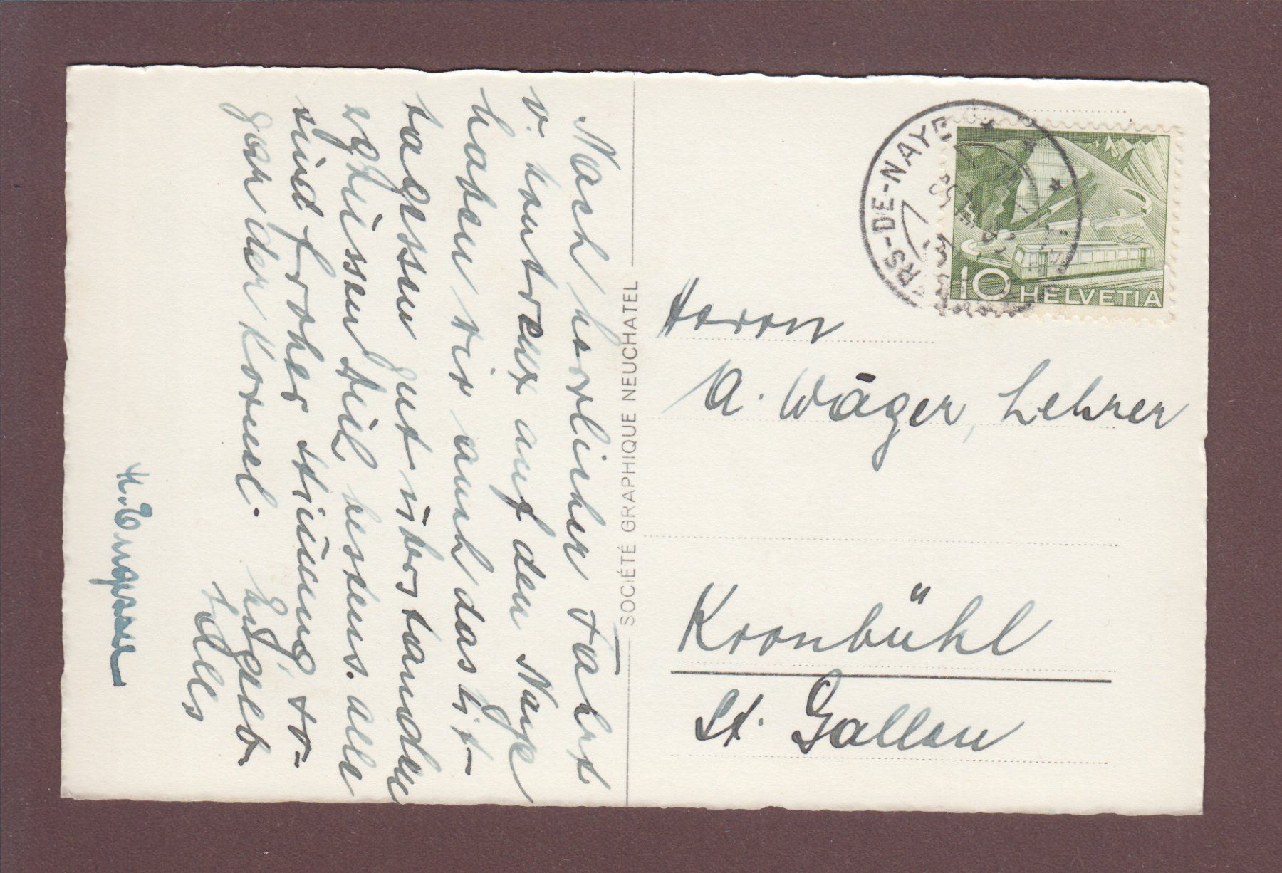Cartoline postali: ROCHERS DE NAYE - Train - 1950 – Usato da Pully venduto da nicecards 1