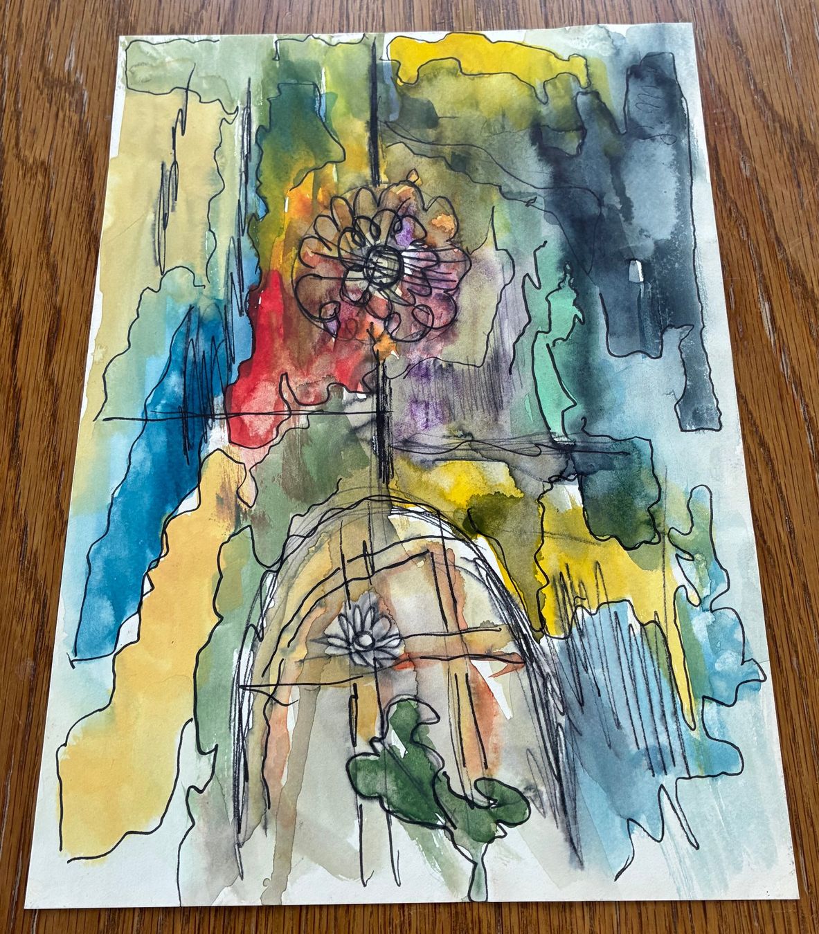 Gemälde: Das Grab - Monogrammiert S . M .  - Aquarell – Gebraucht aus Meinisberg von duveen 2